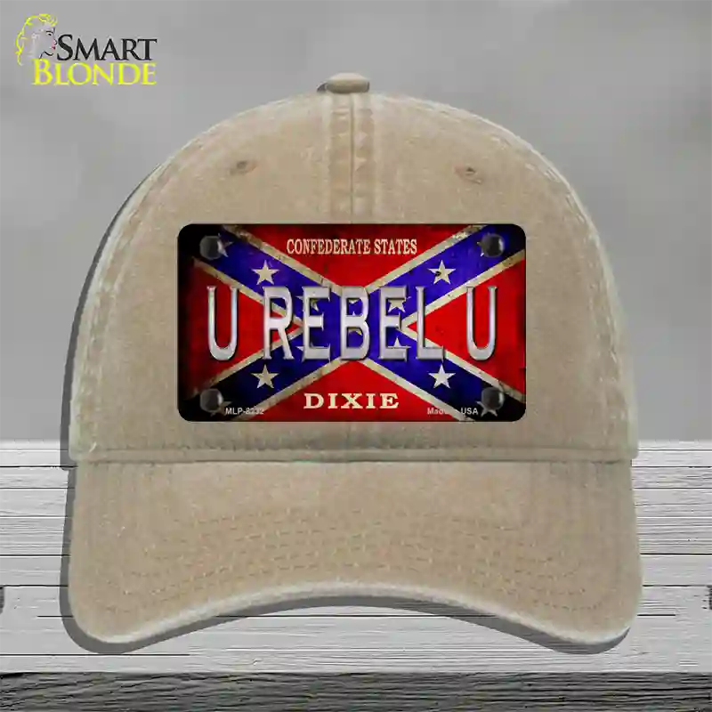 U Rebel U Novelty License Plate Hat Unconstructed Cotton / Khaki