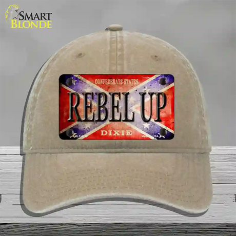 Rebel Up Novelty License Plate Hat Unconstructed Cotton / Khaki