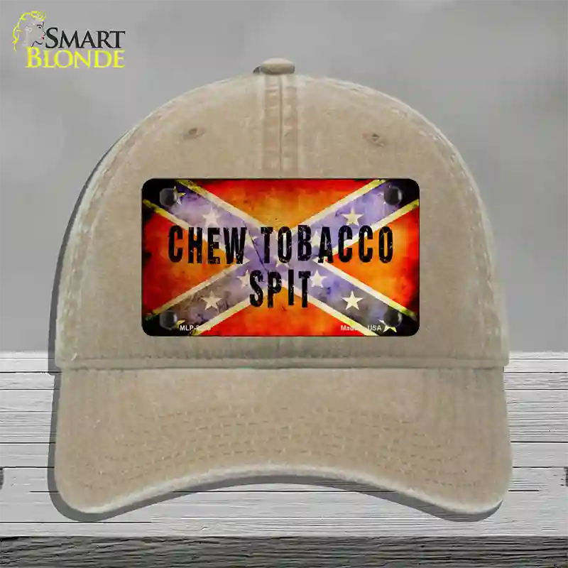 Chew Tobacco Spit Novelty License Plate Hat Unconstructed Cotton / Khaki