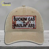 Suckin Gas Haulin Ass Vintage Novelty License Plate Hat Unconstructed Cotton / Khaki