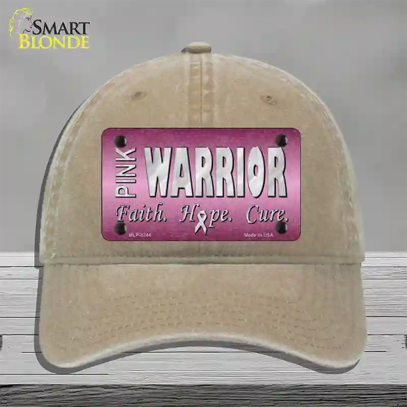 Pink Warrior Novelty License Plate Hat Unconstructed Cotton / Khaki