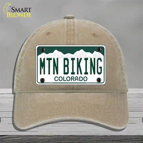 Mtn Biking Colorado Novelty License Plate Hat Unconstructed Cotton / Khaki