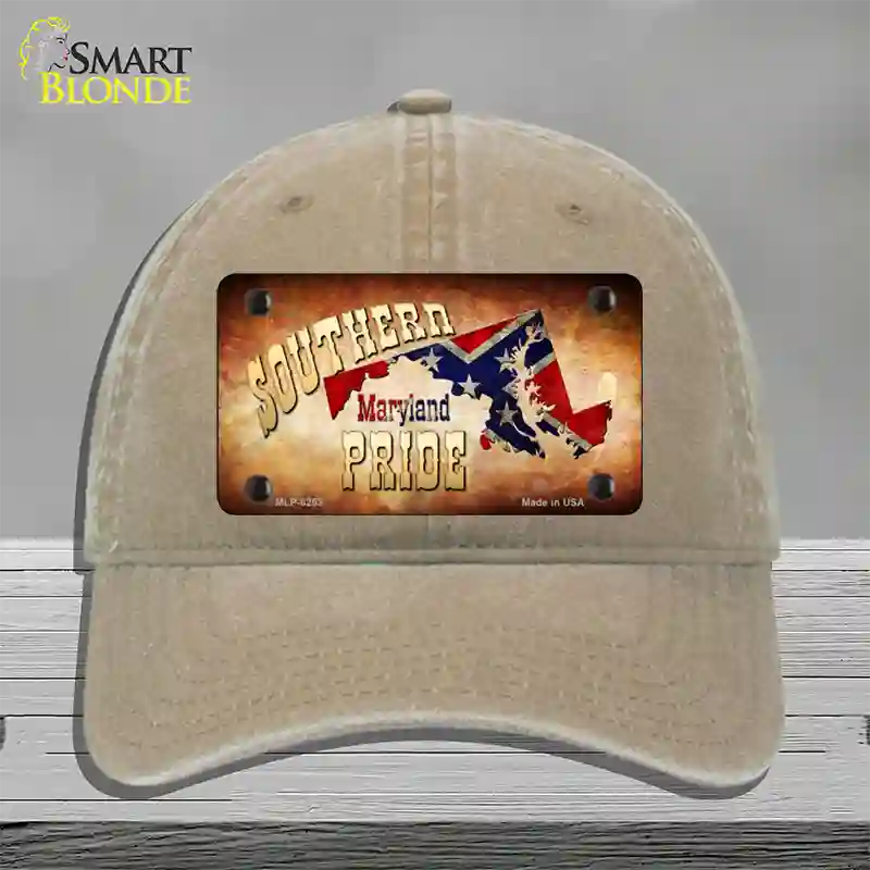 Southern Pride Maryland Novelty License Plate Hat Unconstructed Cotton / Khaki