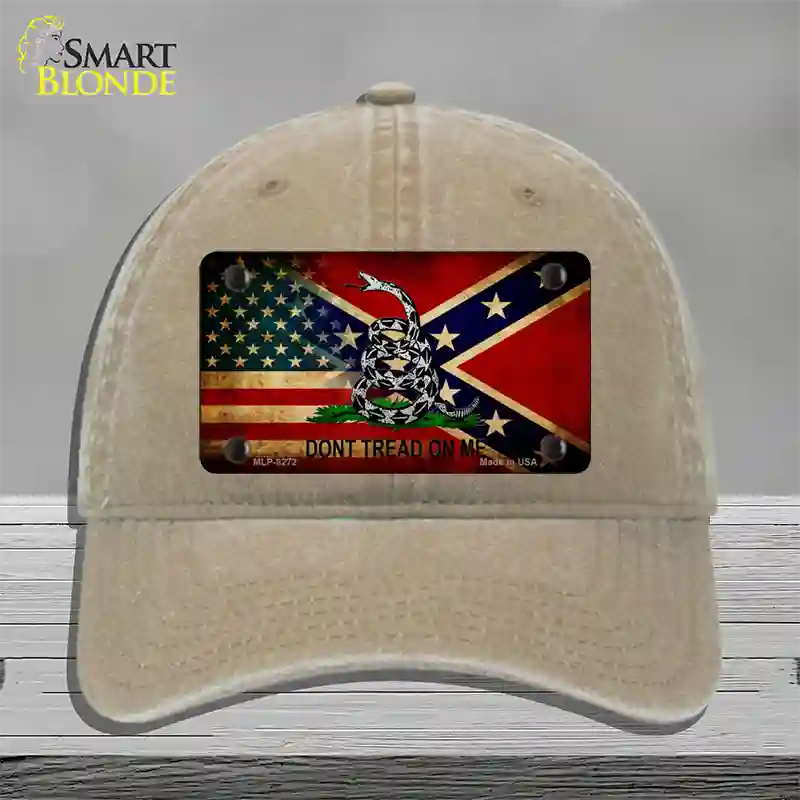 American Confederate Dont Tread Novelty License Plate Hat Unconstructed Cotton / Khaki