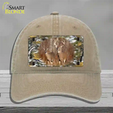 Two Deer On Camo Novelty License Plate Hat Unconstructed Cotton / Khaki