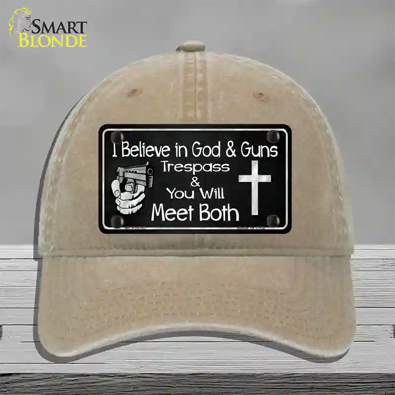 God And Guns Novelty License Plate Hat Unconstructed Cotton / Khaki