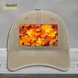 Fall Leaves Novelty License Plate Hat Unconstructed Cotton / Khaki