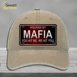 Insured By Mafia Novelty License Plate Hat Unconstructed Cotton / Khaki