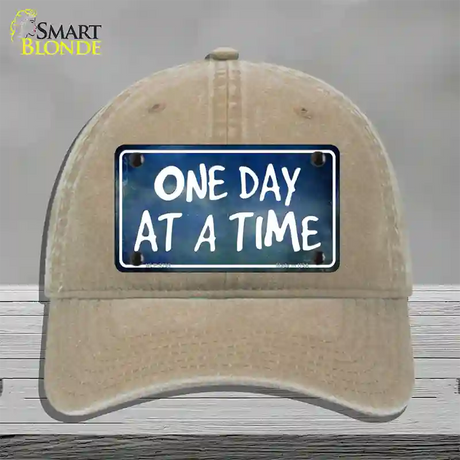 One Day At A Time Novelty License Plate Hat Unconstructed Cotton / Khaki