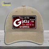 They Call Me Gigi Novelty License Plate Hat Unconstructed Cotton / Khaki