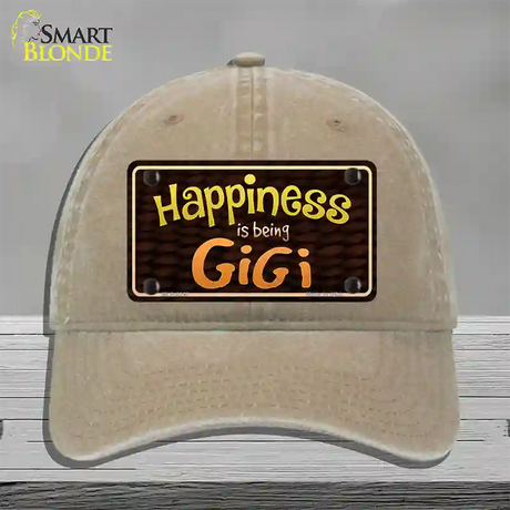 Happiness Is Being Gigi Novelty License Plate Hat Unconstructed Cotton / Khaki