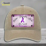 All Cancer Awareness Novelty License Plate Hat Unconstructed Cotton / Khaki