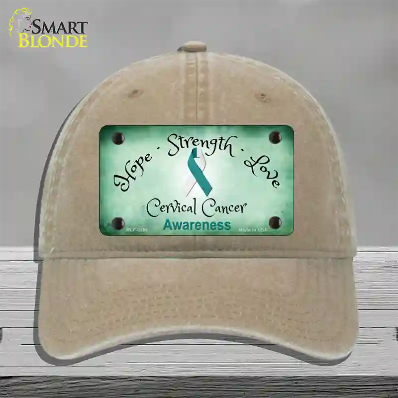 Cervical Cancer Ribbon Novelty License Plate Hat Unconstructed Cotton / Khaki