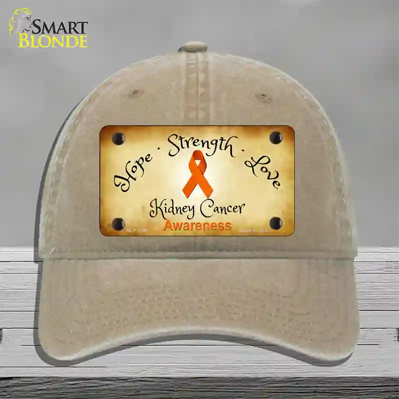 Kidney Cancer Ribbon Novelty License Plate Hat Unconstructed Cotton / Khaki