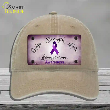 Leiomyosarcoma Cancer Ribbon Novelty License Plate Hat Unconstructed Cotton / Khaki