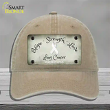 Lung Cancer Ribbon Novelty License Plate Hat Unconstructed Cotton / Khaki