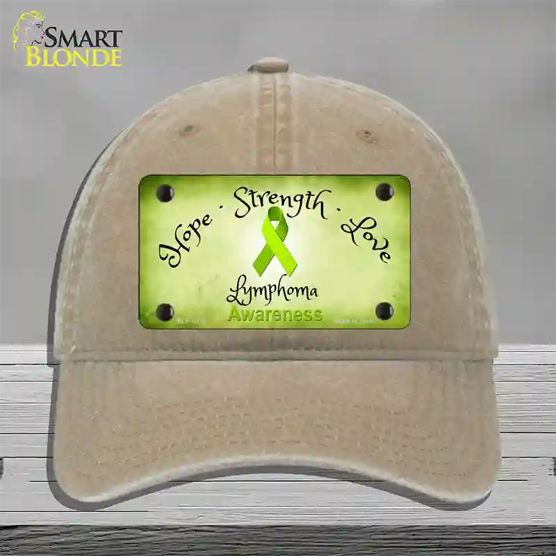 Lymphoma Cancer Ribbon Novelty License Plate Hat Unconstructed Cotton / Khaki