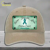 Ovarian Cancer Ribbon Novelty License Plate Hat Unconstructed Cotton / Khaki