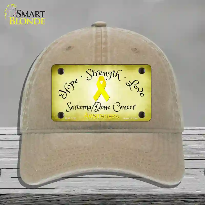 Sarcoma Bone Ribbon Novelty License Plate Hat Unconstructed Cotton / Khaki