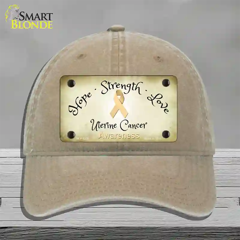 Uterine Cancer Ribbon Novelty License Plate Hat Unconstructed Cotton / Khaki