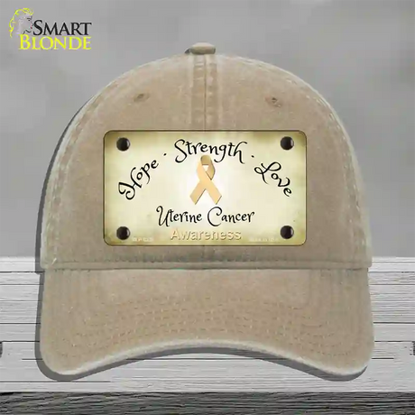 Uterine Cancer Ribbon Novelty License Plate Hat Unconstructed Cotton / Khaki