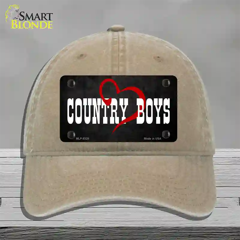 Country Boys Novelty License Plate Hat Unconstructed Cotton / Khaki