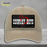 Country Boys Novelty License Plate Hat Unconstructed Cotton / Khaki