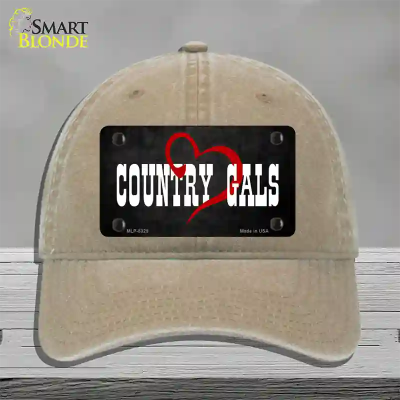 Country Gals Novelty License Plate Hat Unconstructed Cotton / Khaki