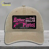 Two Dollar Pistol Novelty License Plate Hat Unconstructed Cotton / Khaki