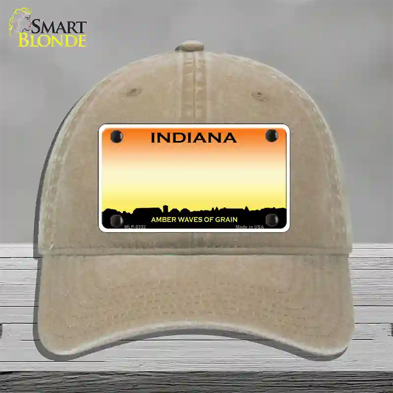 Indiana Amber Blank Novelty License Plate Hat Unconstructed Cotton / Khaki