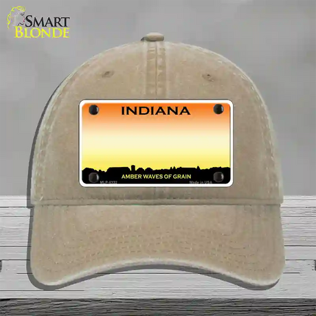 Indiana Amber Blank Novelty License Plate Hat Unconstructed Cotton / Khaki