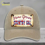 Home Grown Country Gal Novelty License Plate Hat Unconstructed Cotton / Khaki