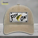 Fish On Novelty License Plate Hat Unconstructed Cotton / Khaki