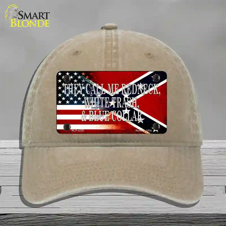 They Call Me Redneck Novelty License Plate Hat Unconstructed Cotton / Khaki