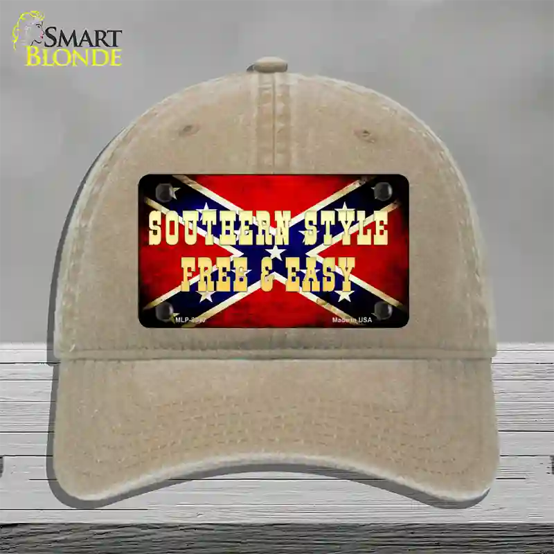 Southern Style Novelty License Plate Hat Unconstructed Cotton / Khaki