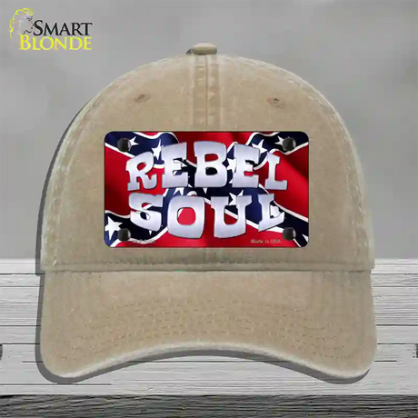 Rebel Soul Novelty License Plate Hat Unconstructed Cotton / Khaki