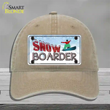 Snow Boarder Novelty License Plate Hat Unconstructed Cotton / Khaki