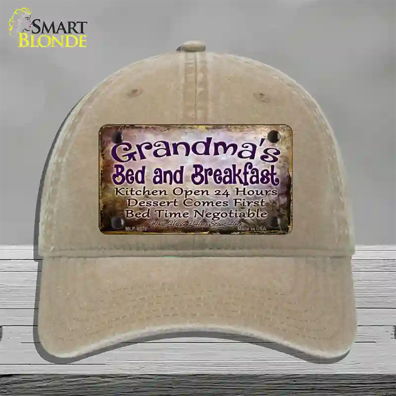 Grandmas Bed & Breakfast Novelty License Plate Hat Unconstructed Cotton / Khaki