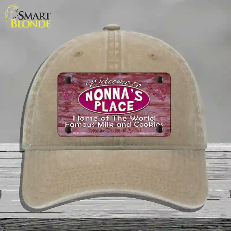 Nonnas Place Novelty License Plate Hat Unconstructed Cotton / Khaki