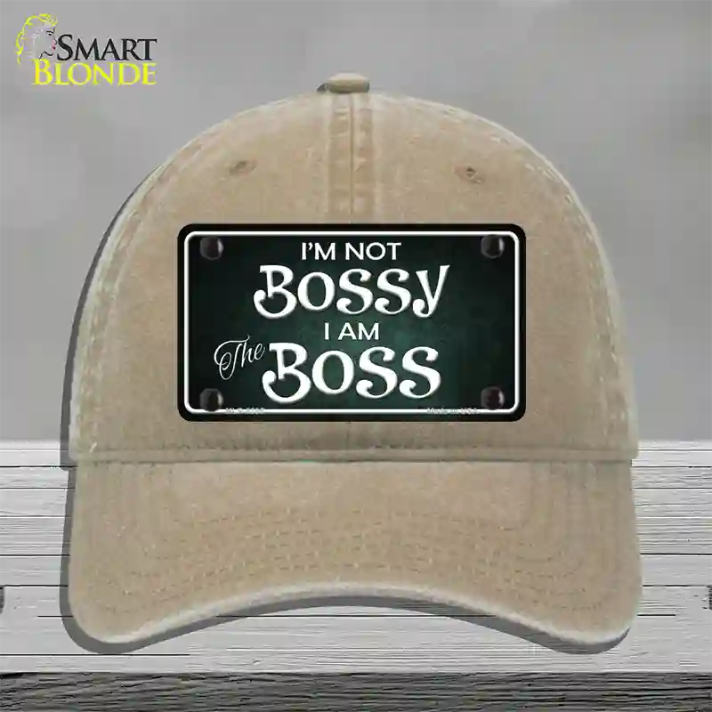 Im Not Bossy Novelty License Plate Hat Unconstructed Cotton / Khaki