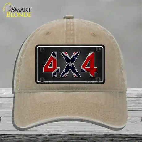 4x4 Confederate Novelty License Plate Hat Unconstructed Cotton / Khaki