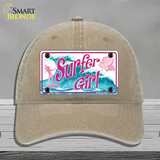 Surfer Girl Novelty License Plate Hat Unconstructed Cotton / Khaki