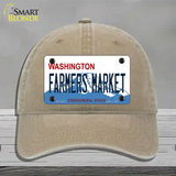 Farmers Market Washington Novelty License Plate Hat Unconstructed Cotton / Khaki