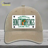 Bonita Springs Florida Novelty License Plate Hat Unconstructed Cotton / Khaki