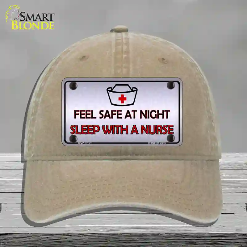 Feel Safe At Night Novelty License Plate Hat Unconstructed Cotton / Khaki