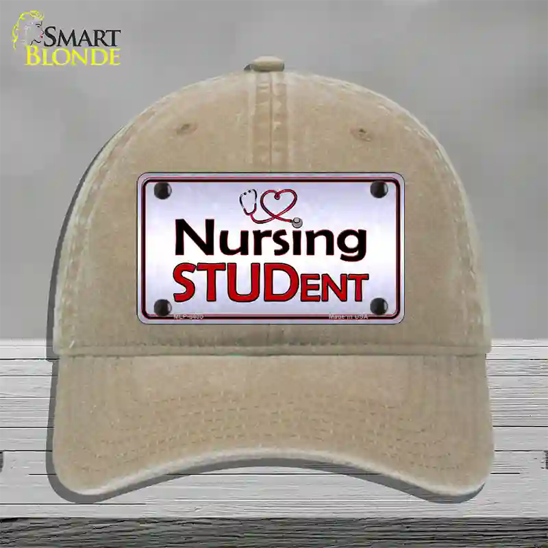 Nursing Student Novelty License Plate Hat Unconstructed Cotton / Khaki