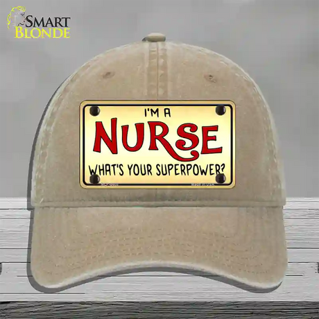 Im A Nurse Tan Novelty License Plate Hat Unconstructed Cotton / Khaki