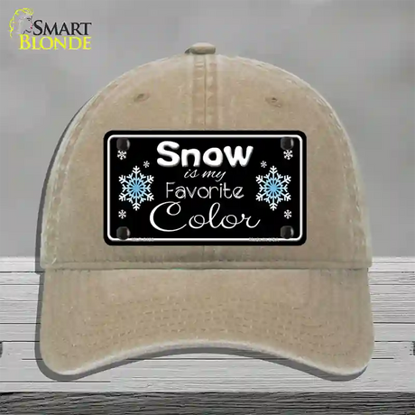 Snow Is My Favorite Color Novelty License Plate Hat Unconstructed Cotton / Khaki