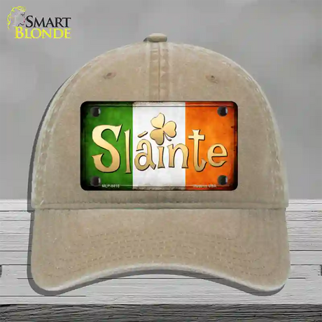 Slainte Novelty License Plate Hat Unconstructed Cotton / Khaki