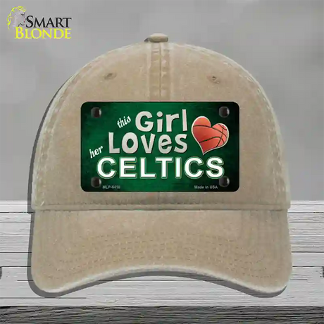 This Girl Loves Her Celtics Novelty License Plate Hat Unconstructed Cotton / Khaki